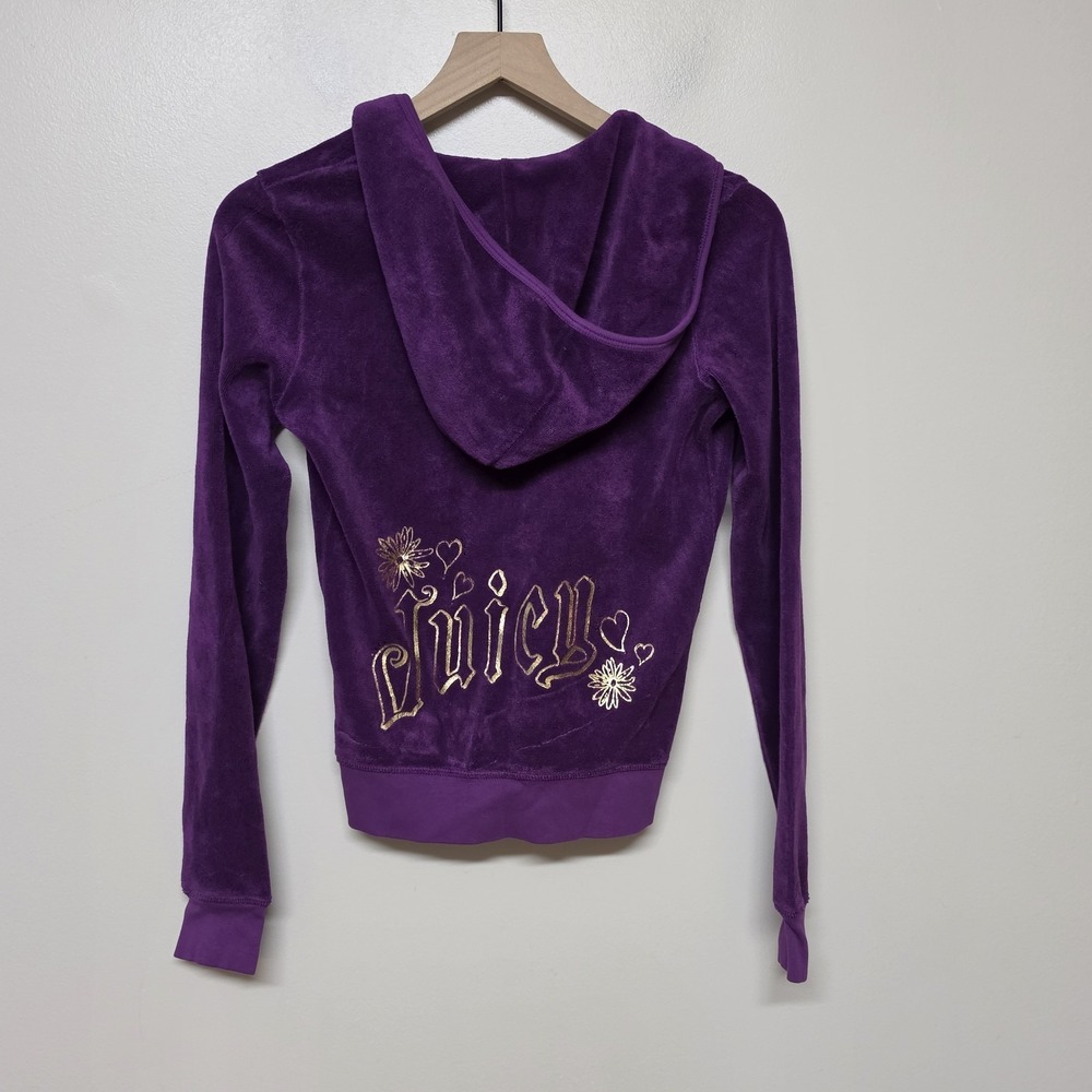 Juicy Couture Y2K‎ Purple Velour Hoodie USA Made Deadstock NWT Small Bling